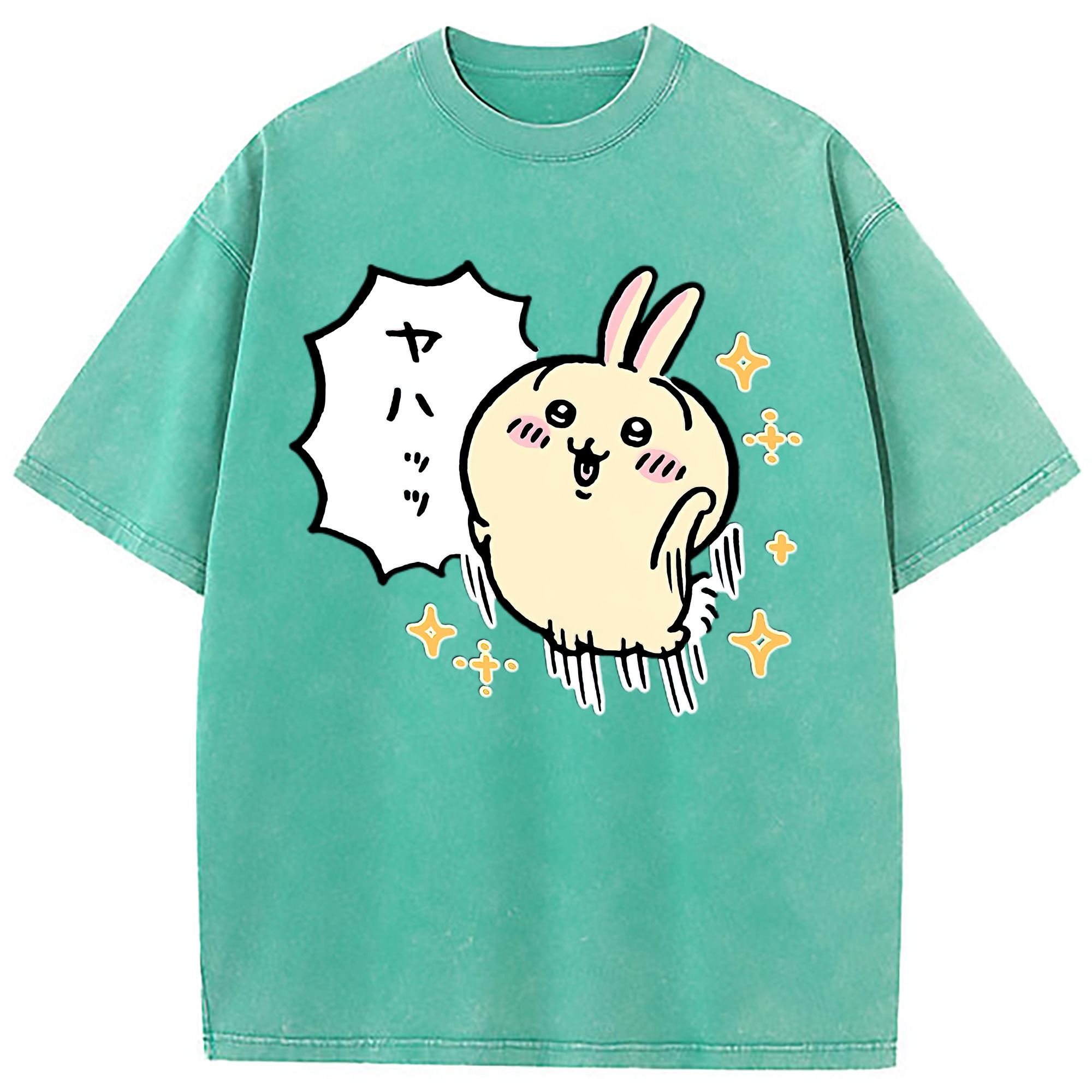 （画像用） ちいかわ うさぎ Chii-kawa usagi 綿100% ヴィンテージ風 半袖Tシャツ（フロントプリント）